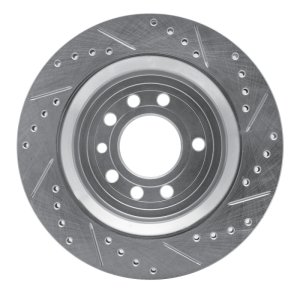 Saab 9-3X Brake Rotor (1) - Rear Left - R1 Concepts - Drilled & Slotted - Silver - `08-`11